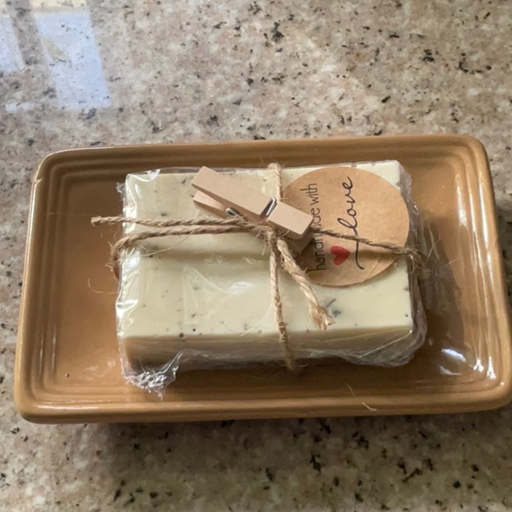 Hand Crafted Organic Oatmeal Lavender Soap & Dish